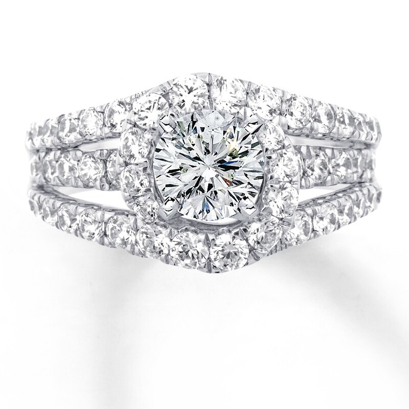 Main Image 3 of Previously Owned Diamond Ring Setting 1-3/8 ct tw Round 18K White Gold