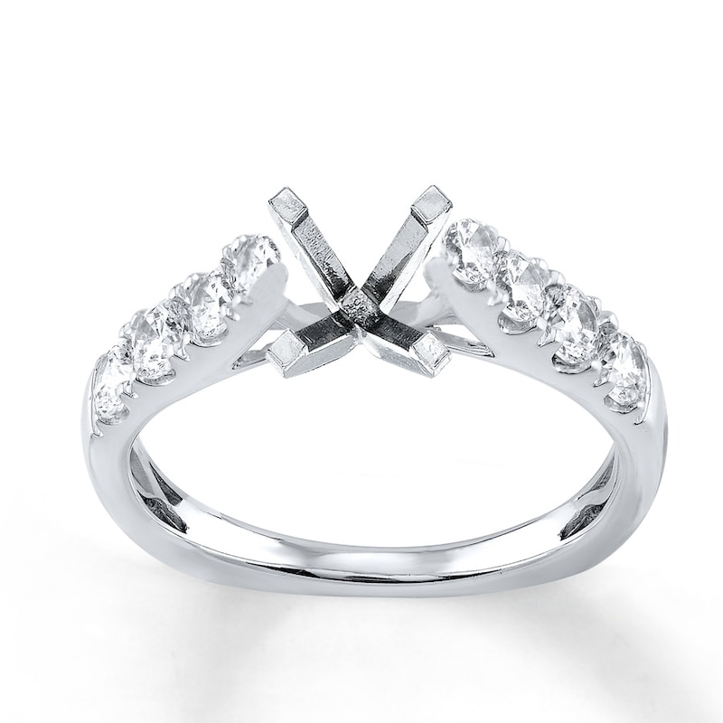 Main Image 1 of Previously Owned Diamond Engagement Ring Setting 5/8 ct tw Round 18K White Gold