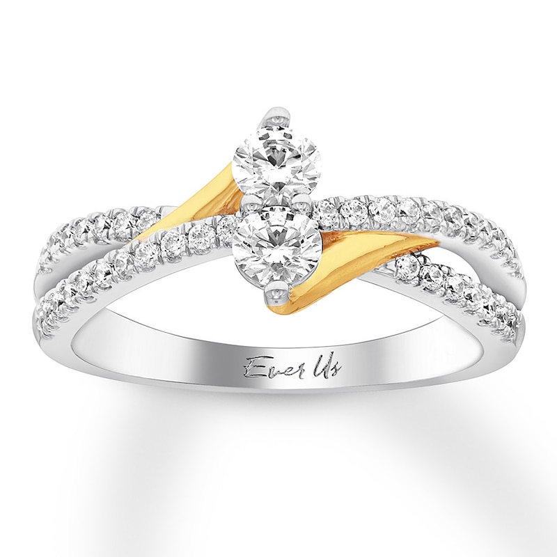 Main Image 1 of Previously Owned Ever Us Two-Stone Ring 3/4 ct tw Diamonds 14K Two-Tone Gold/Rhodium