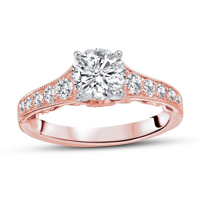 Main Image 4 of Previously Owned Diamond Ring Setting 1/2 carat tw Round 14K Rose Gold