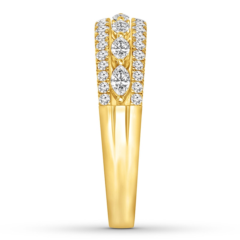 Main Image 3 of Previously Owned Diamond Anniversary Ring 1/2 ct tw Marquise/Round 14K Gold