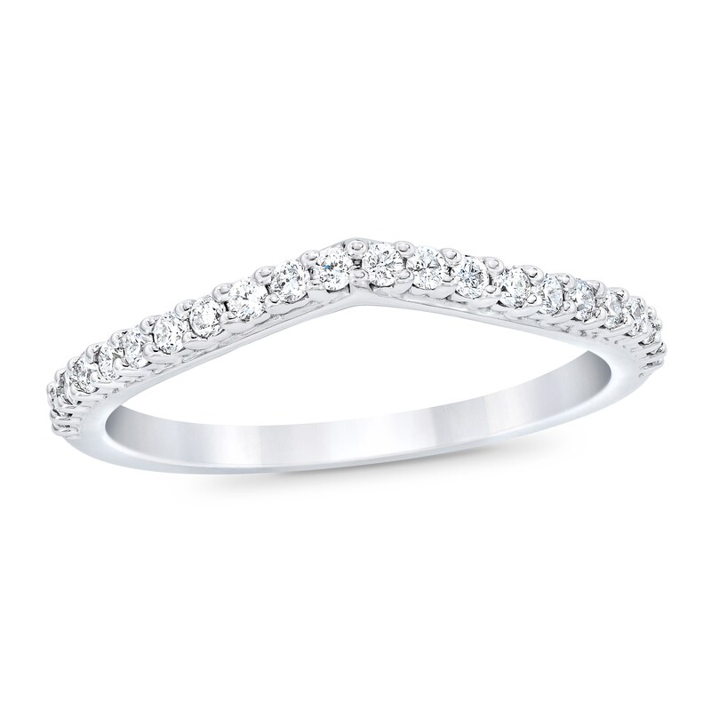 Main Image 1 of Previously Owned Royal Asscher Stephanie Diamond Wedding Band 1/4 ct tw Round 14K White Gold
