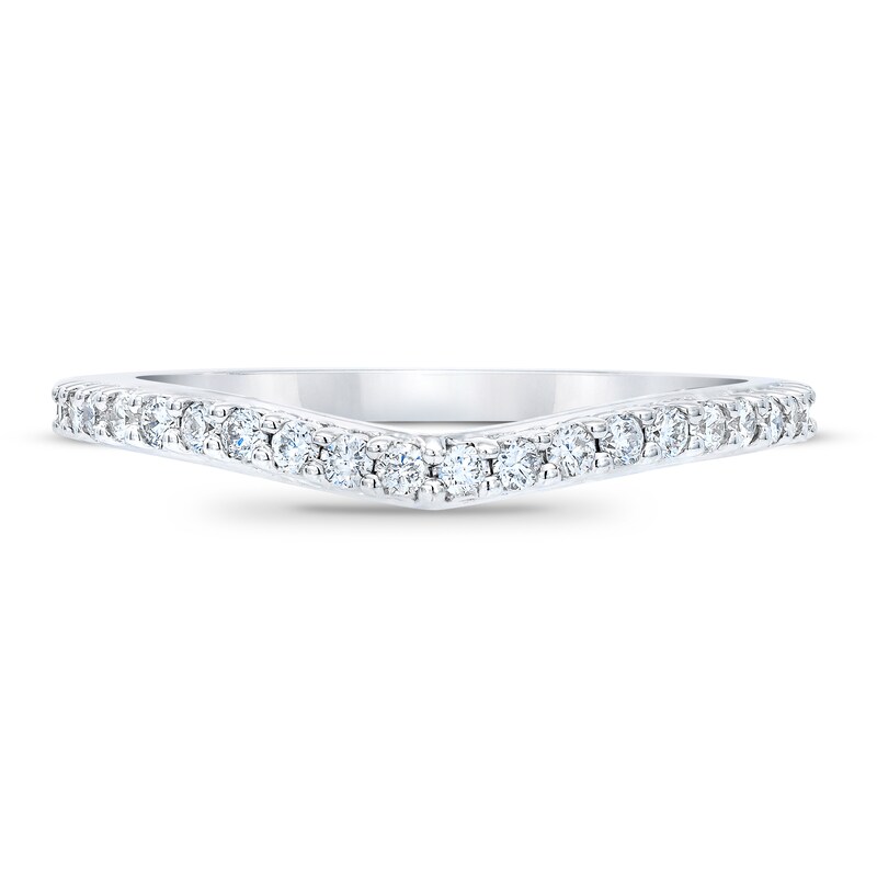 Main Image 3 of Previously Owned Royal Asscher Stephanie Diamond Wedding Band 1/4 ct tw Round 14K White Gold