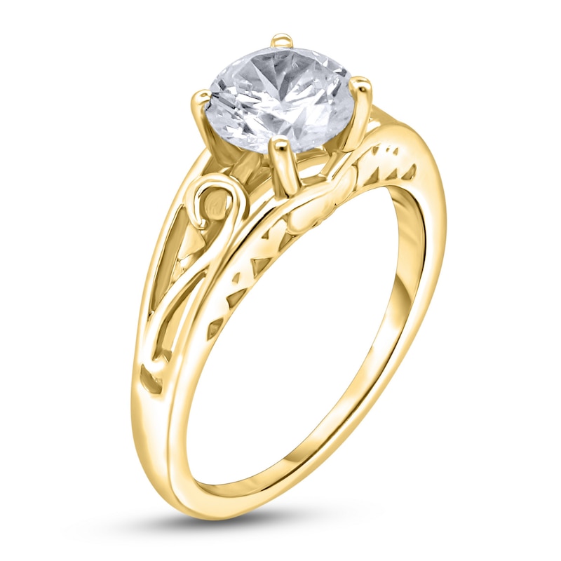 Main Image 2 of Diamond Solitaire Scroll Engagement Ring 1/2 ct tw Round 14K Yellow Gold (I2/I)