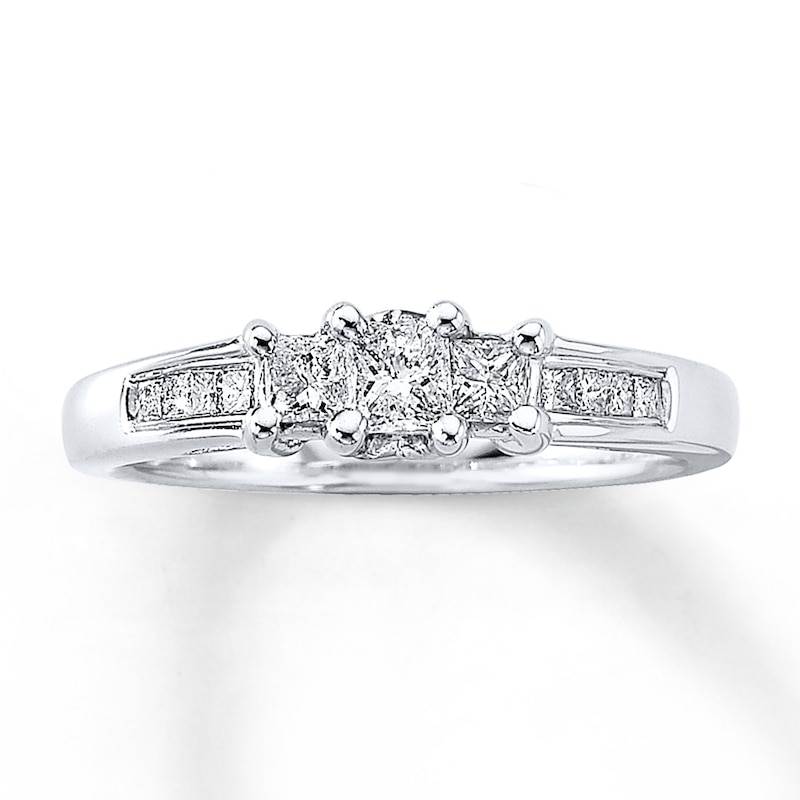 Previously Owned Diamond 3-Stone Ring 1/2 ct tw Princess 14K White Gold