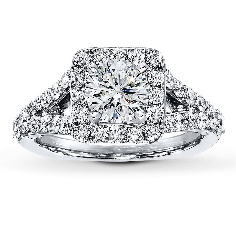 Main Image 3 of Previously Owned Diamond Ring Setting 3/4 ct tw Round-cut 18K White Gold