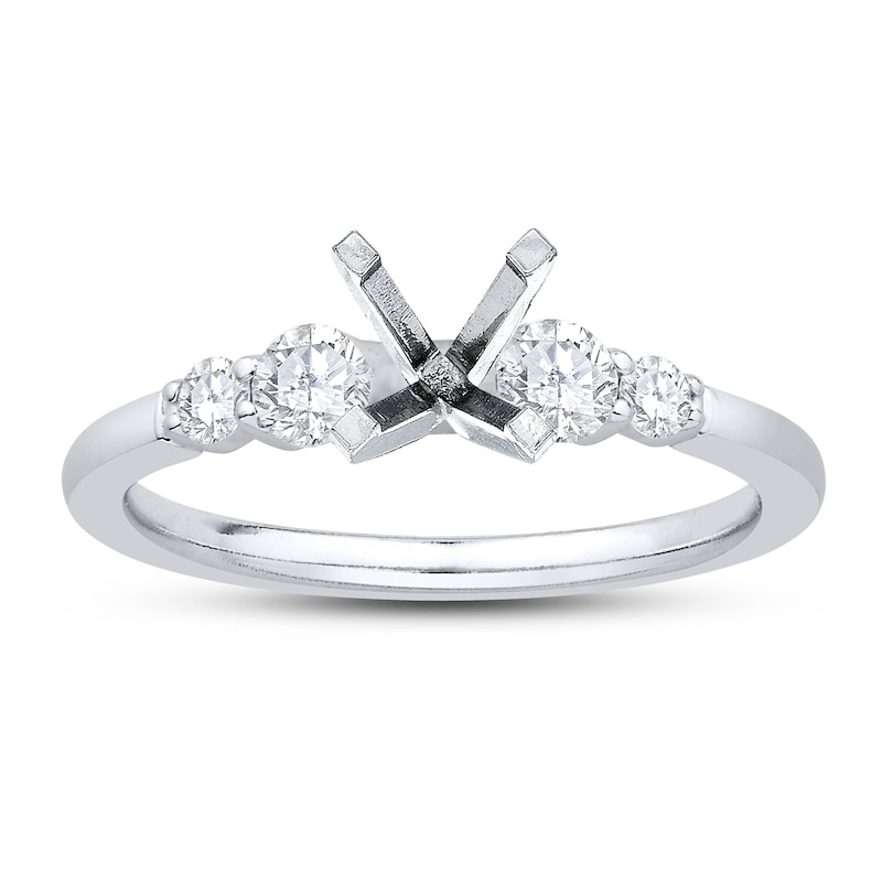 Main Image 1 of Previously Owned Colorless Diamond Engagement Ring Setting 3/8 ct tw Round 14K White Gold