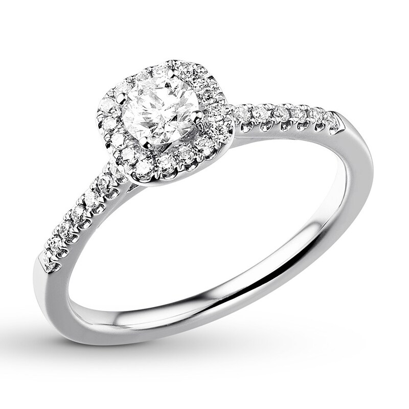 Main Image 1 of Previously Owned Diamond Engagement Ring 3/8 ct tw Round-cut 14K White Gold