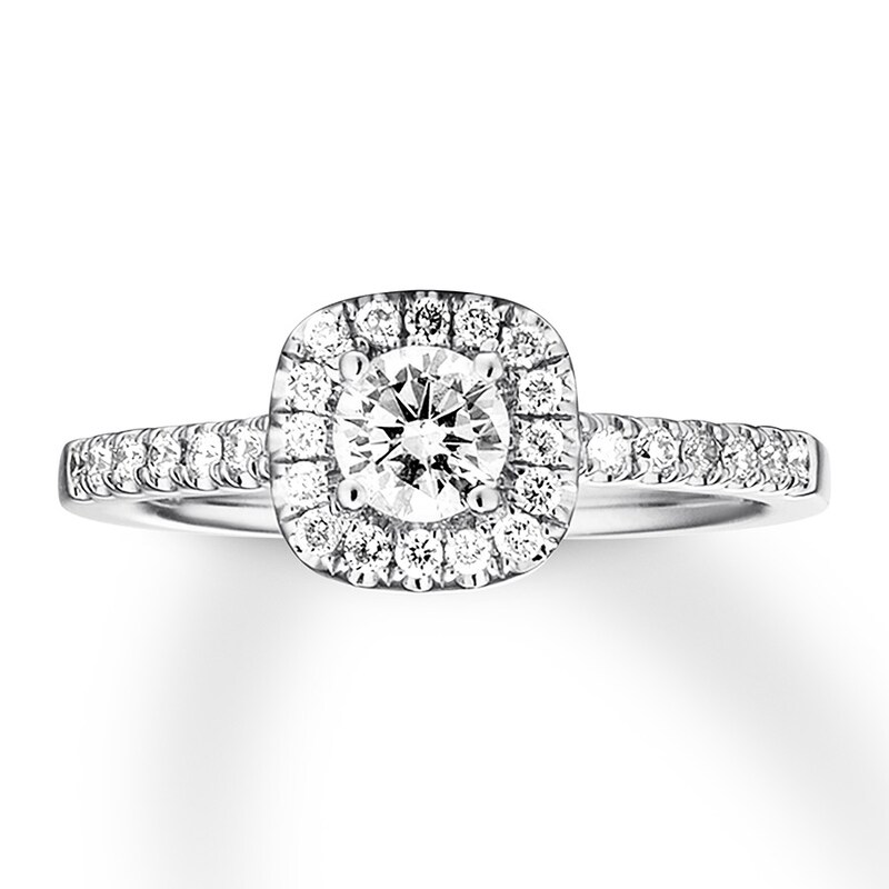 Main Image 4 of Previously Owned Diamond Engagement Ring 3/8 ct tw Round-cut 14K White Gold