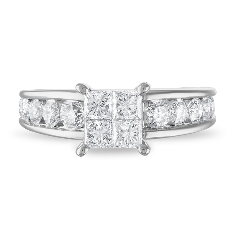Main Image 3 of Previously Owned Diamond Engagement Ring 1-7/8 ct tw Princess/Round 14K White Gold