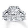 Thumbnail Image 1 of Previously Owned Diamond Bridal Set 7/8 ct tw Princess-Cut 14K White Gold