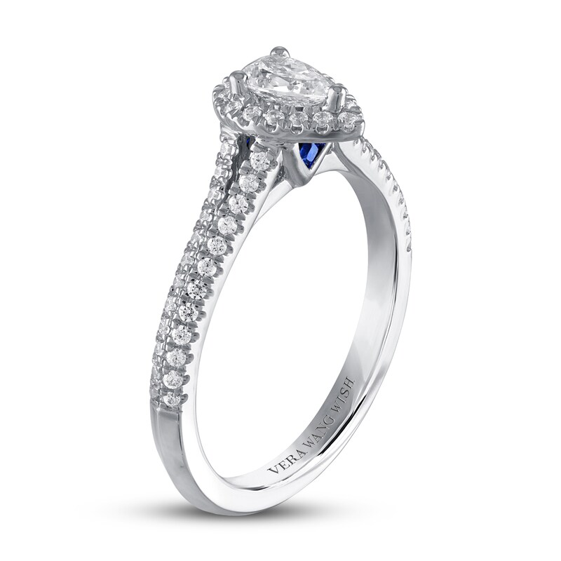 Main Image 2 of Previously Owned Vera Wang WISH Diamond Engagement Ring 5/8 ct tw Pear-shaped/Round 14K White Gold