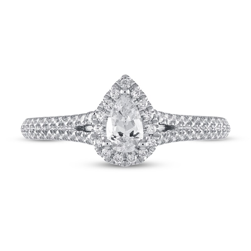 Main Image 3 of Previously Owned Vera Wang WISH Diamond Engagement Ring 5/8 ct tw Pear-shaped/Round 14K White Gold