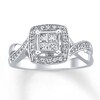 Thumbnail Image 1 of Previously Owned Diamond Engagement Ring 3/8 ct tw Princess/Round-Cut 14K White Gold