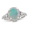 Thumbnail Image 1 of Previously Owned Natural Opal Ring 1/3 ct tw Diamonds 10K White Gold