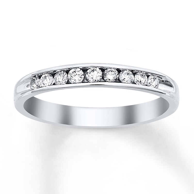 Main Image 1 of Previously Owned Diamond Wedding Band 1/4 ct tw Round-cut 10K White Gold
