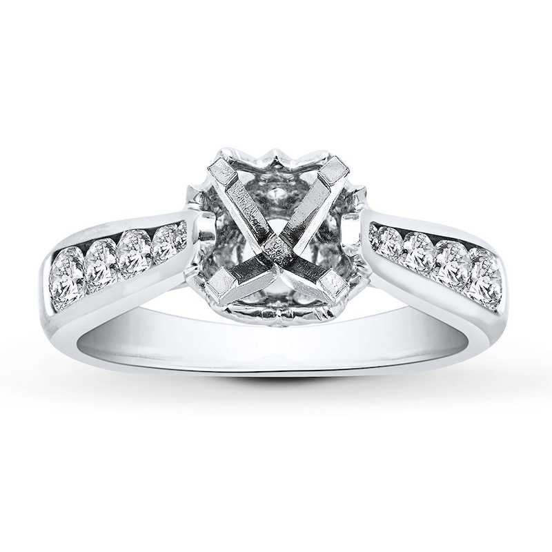 Main Image 1 of Previously Owned Diamond Ring Setting 3/4 ct tw Round 18K White Gold