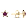Thumbnail Image 1 of Lab-Created Ruby Star Stud Earrings 1/20 ct tw Diamonds 14K Yellow Gold