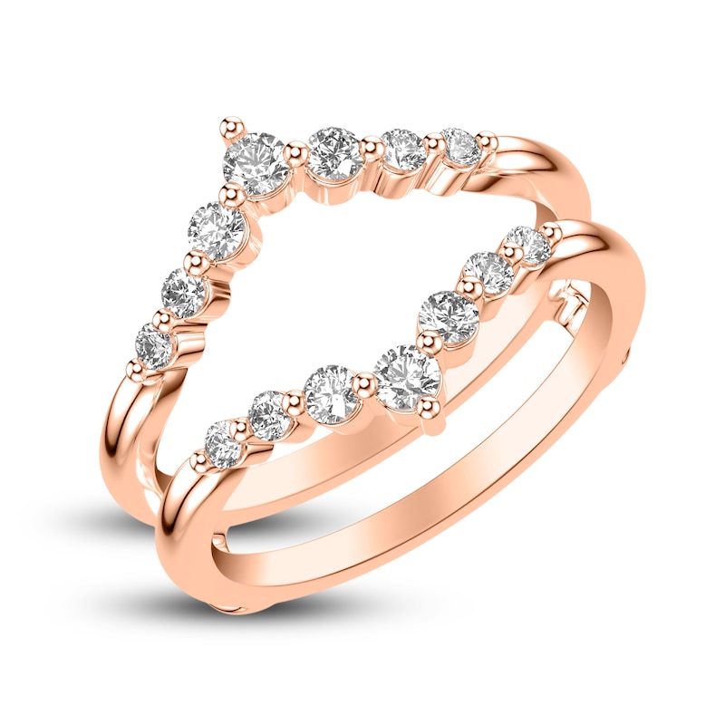 Main Image 2 of Diamond Chevron Enhancer Ring 1/2 ct tw Round 14K Rose Gold