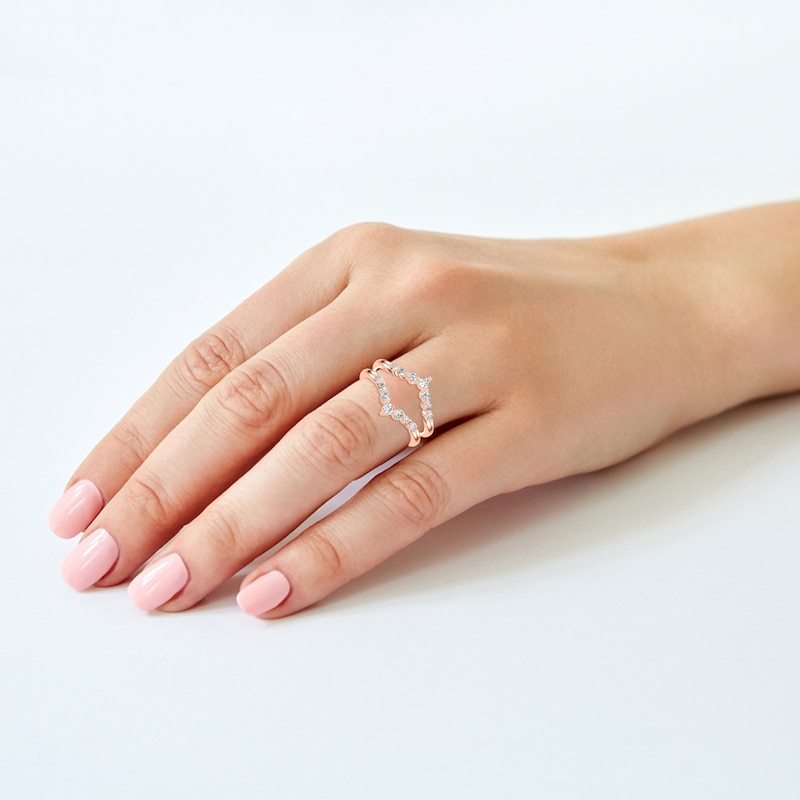 Main Image 4 of Diamond Chevron Enhancer Ring 1/2 ct tw Round 14K Rose Gold