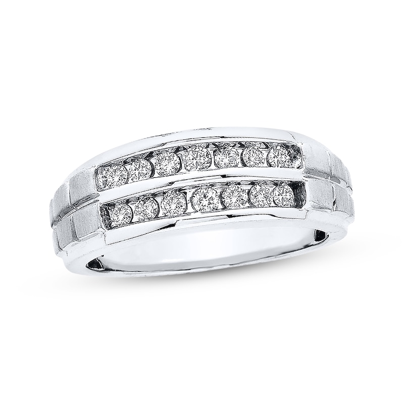 Previously Owned Men's Wedding Band 1/2 ct tw Diamonds Round-cut 10K White Gold