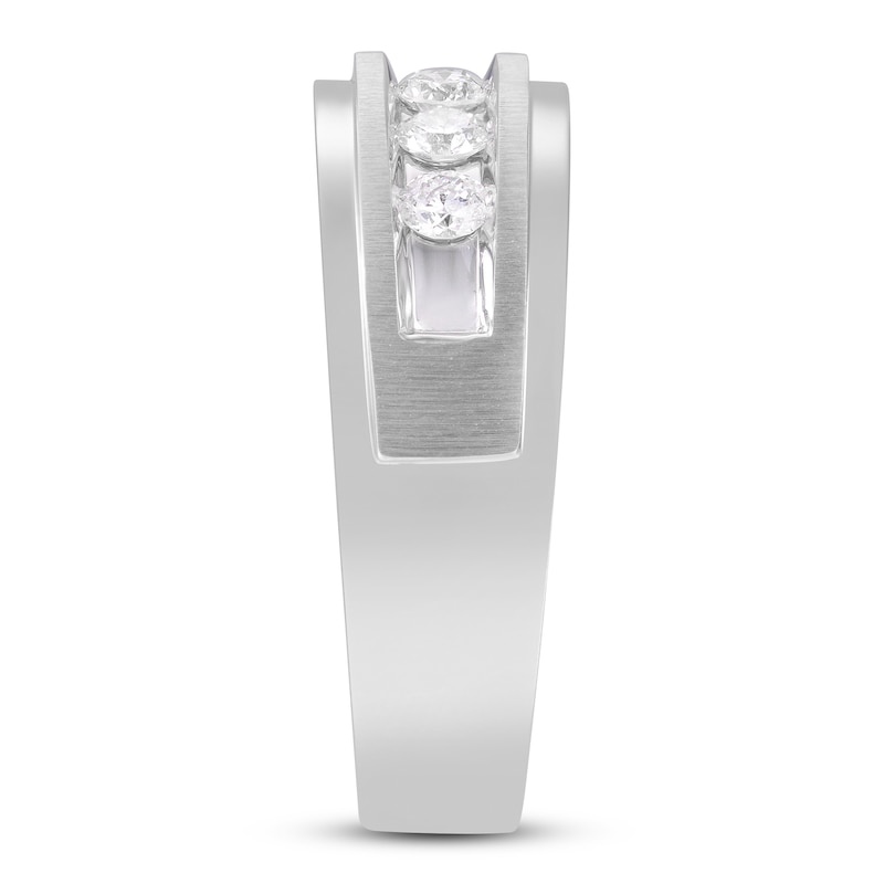 Main Image 2 of Previously Owned Men's 5-Stone Wedding Band 1/2 ct tw Round 10K White Gold