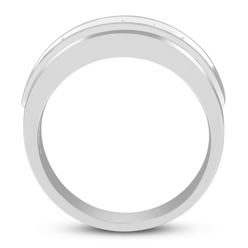 Main Image 3 of Previously Owned Men's 5-Stone Wedding Band 1/2 ct tw Round 10K White Gold
