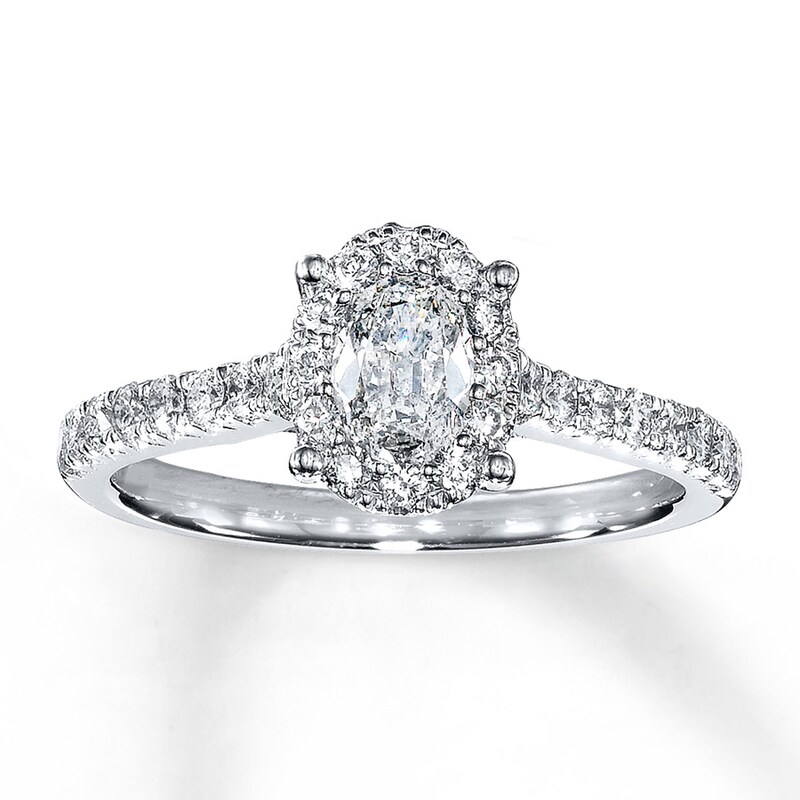 Main Image 1 of Previously Owned Diamond Engagement Ring 1 ct tw Oval 14K White Gold