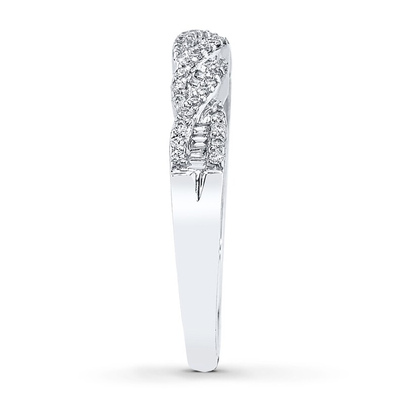 Main Image 3 of Previously Owned Diamond Stackable Ring 1/5 ct tw Round/Baguette 10K White Gold