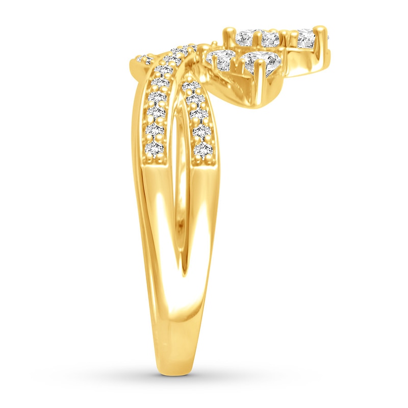 Main Image 2 of Previously Owned Diamond Contour Ring 3/4 ct tw Round-cut 14K Yellow Gold