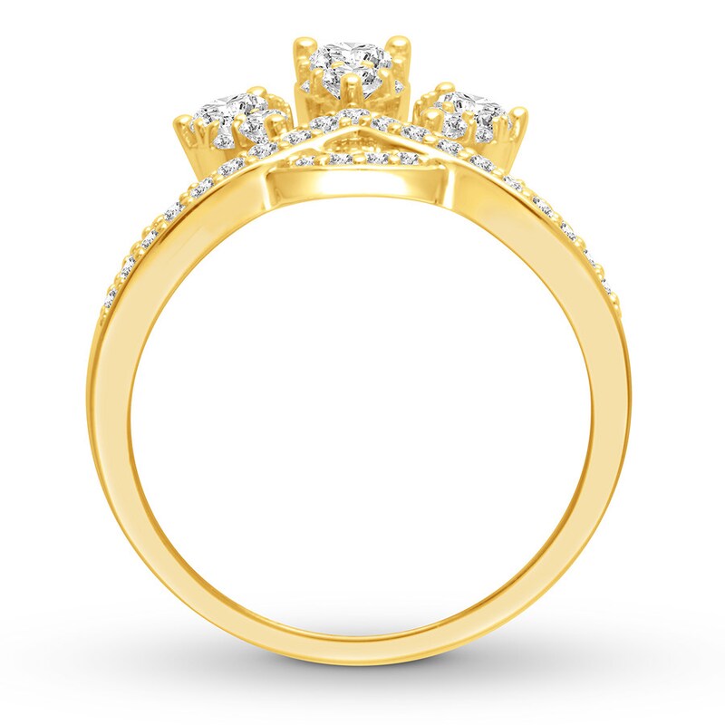 Main Image 3 of Previously Owned Diamond Contour Ring 3/4 ct tw Round-cut 14K Yellow Gold