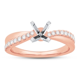 Previously Owned Colorless Diamond Engagement Ring Setting 1/4 ct tw Round 14K Rose Gold