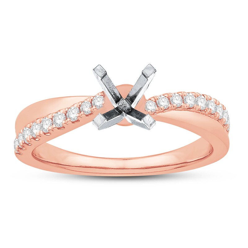 Main Image 1 of Previously Owned Colorless Diamond Engagement Ring Setting 1/4 ct tw Round 14K Rose Gold