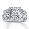 Thumbnail Image 1 of Previously Owned Diamond Engagement Ring 2 ct tw Princess, Baguette & Round-cut 14K White Gold