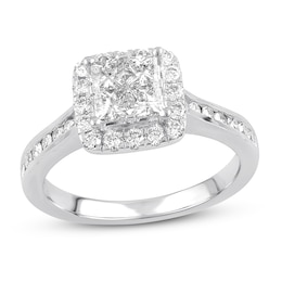 Previously Owned Diamond Engagement Ring 1 ct tw Princess-Cut Quad 14K White Gold