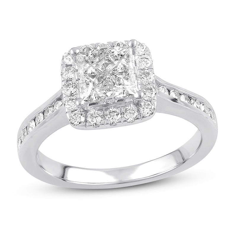Previously Owned Diamond Engagement Ring ct tw Princess-cut 14K White Gold