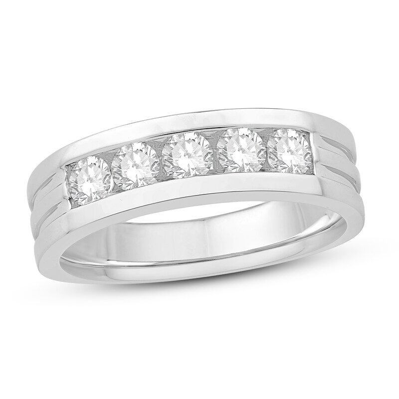 Main Image 1 of Previously Owned Men's Diamond Wedding Band 1 ct tw Round 14K White Gold