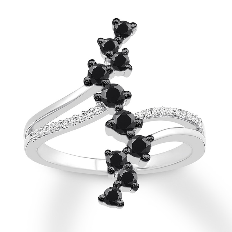 Main Image 1 of Previously Owned Black Diamond North-South Ring 1/2 carat tw 10K White Gold