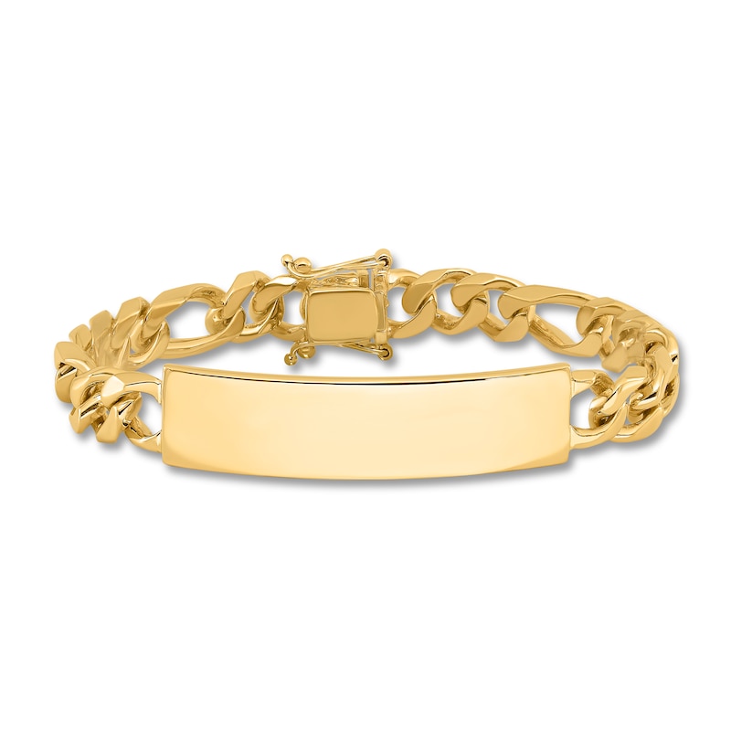 Men's High-Polish Curb Chain Bracelet 24K Yellow Gold 8.5 12.0mm