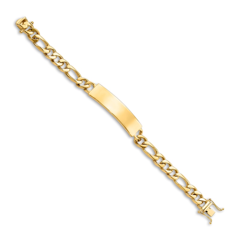 Men's Curb Link ID Bracelet 14K Yellow Gold 9.0mm 8