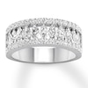 Thumbnail Image 1 of Previously Owned Marquise/Round Diamond Anniversary Band 1-1/2 ct tw 14K White Gold