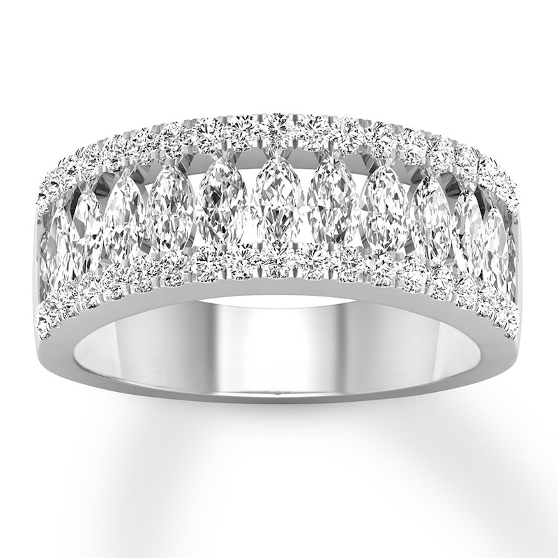 Main Image 1 of Previously Owned Marquise/Round Diamond Anniversary Band 1-1/2 ct tw 14K White Gold