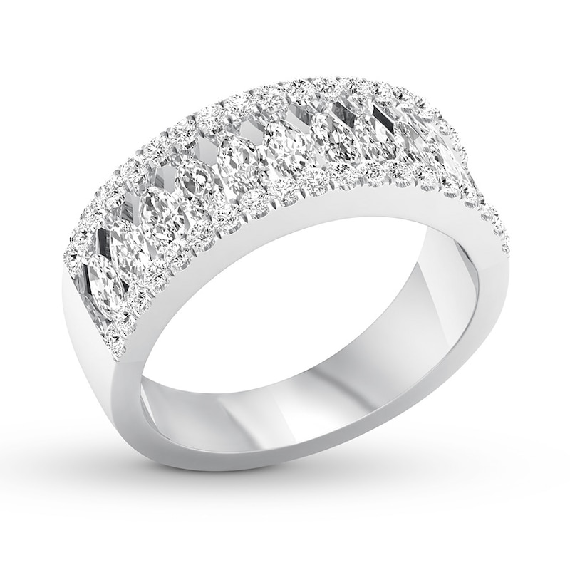 Main Image 4 of Previously Owned Marquise/Round Diamond Anniversary Band 1-1/2 ct tw 14K White Gold