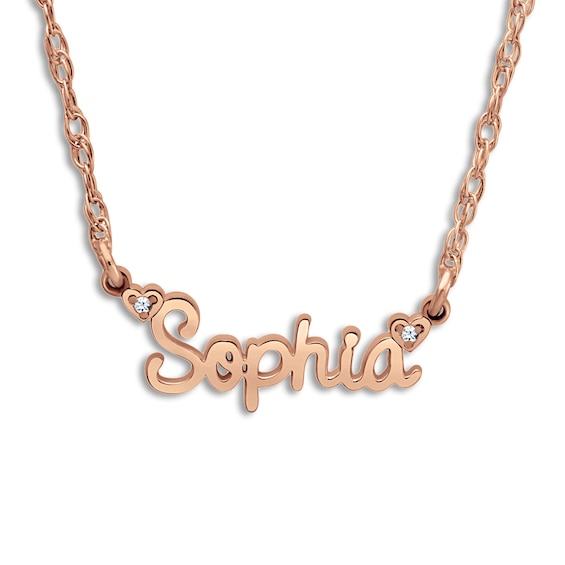 Personalized Name Necklace Diamond Accents 14K Rose Gold 18" Jared