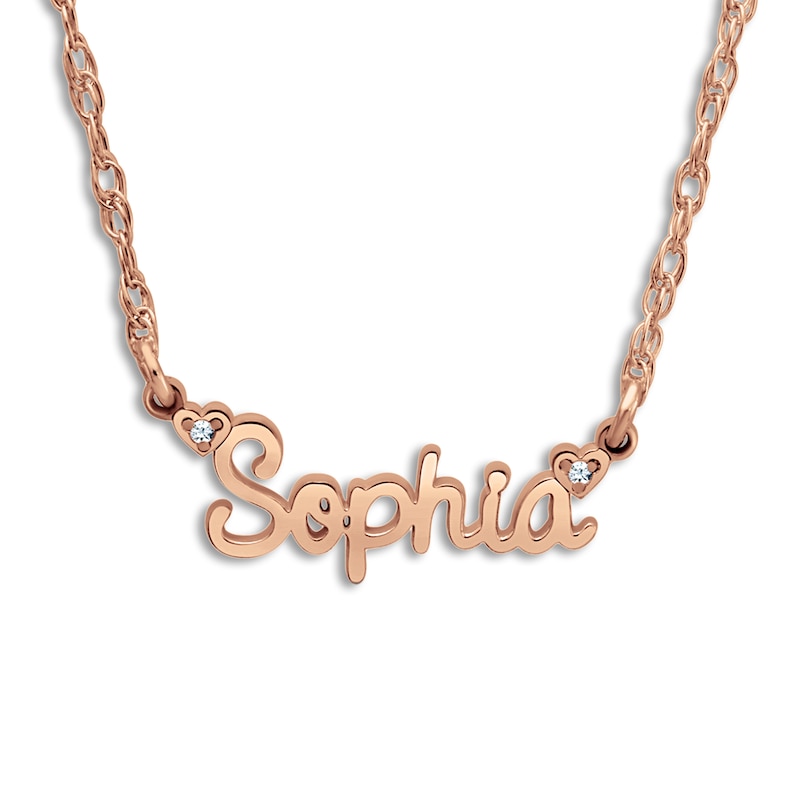 Main Image 1 of Personalized Name Necklace Diamond Accents 14K Rose Gold 18"
