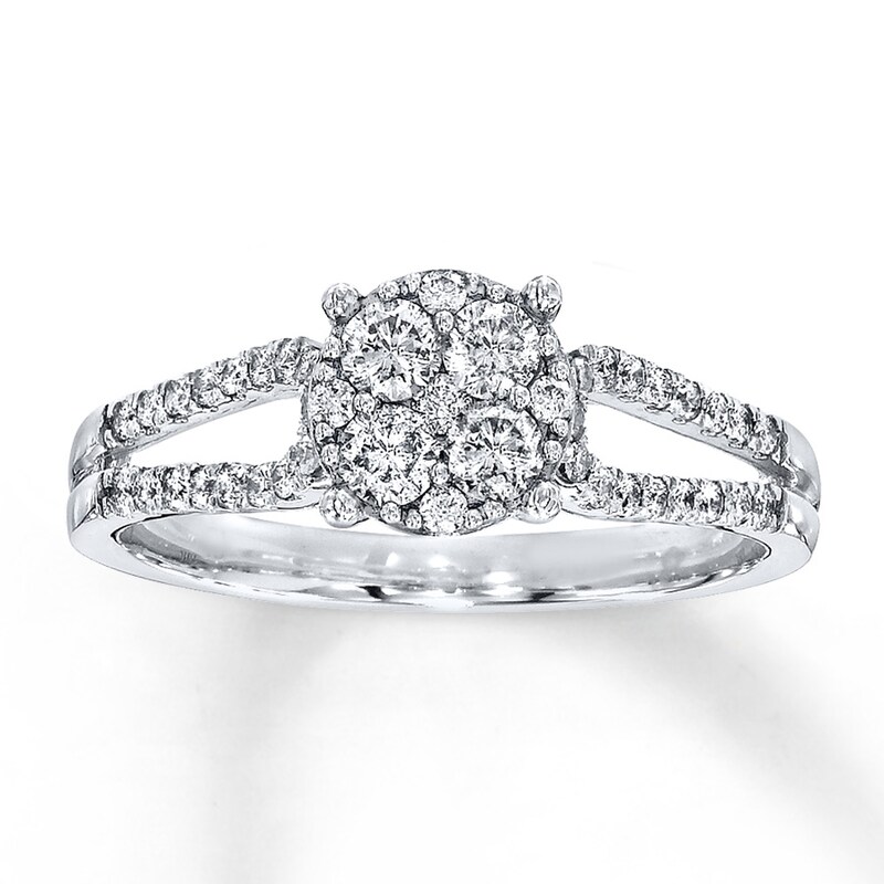Main Image 1 of Previously Owned Diamond Promise Ring 1/2 ct tw Round 10K White Gold