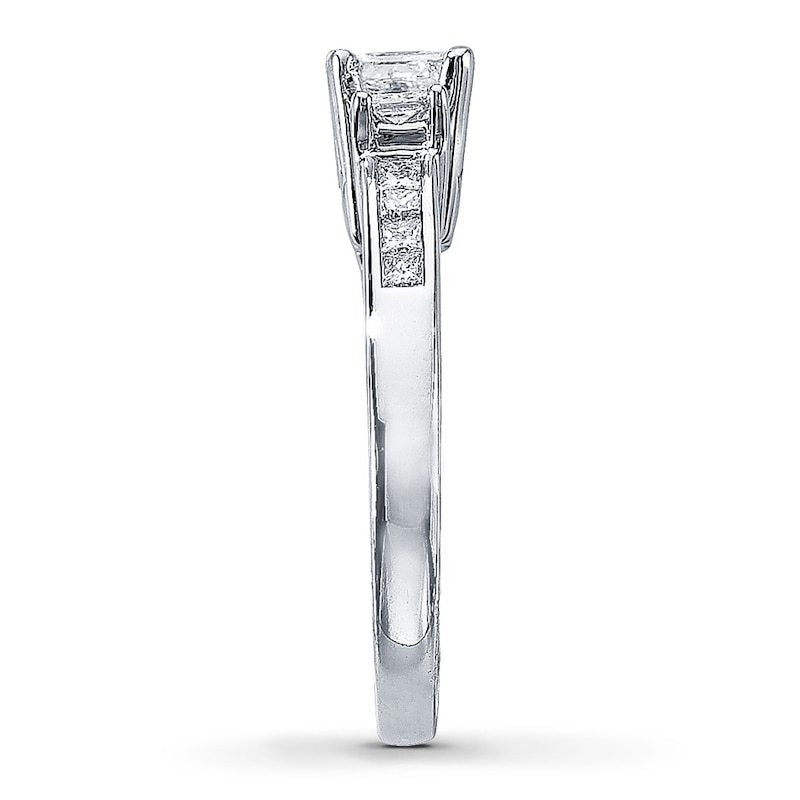 Main Image 3 of Previously Owned Three-Stone Diamond Ring 1 ct tw Princess-cut 14K White Gold