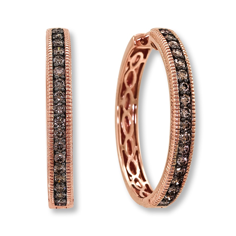 Main Image 1 of Previously Owned Le Vian Chocolate Diamonds 5/8 ct tw Hoop Earrings 14K Strawberry Gold