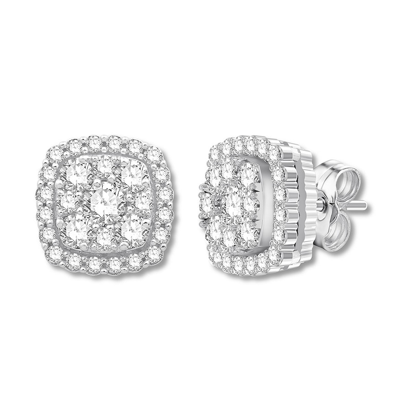 Main Image 2 of Previously Owned Colorless Diamond Earrings 1 carat tw Round 14K White Gold