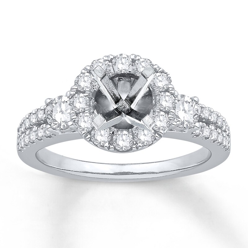 Main Image 1 of Previously Owned Colorless Diamond Ring Setting 7/8 ct tw Round 14K White Gold